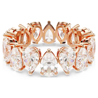 Anello Matrix Vittore, Taglio Pear, Bianco, Finitura in tono oro rosa - Swarovski, 5690090