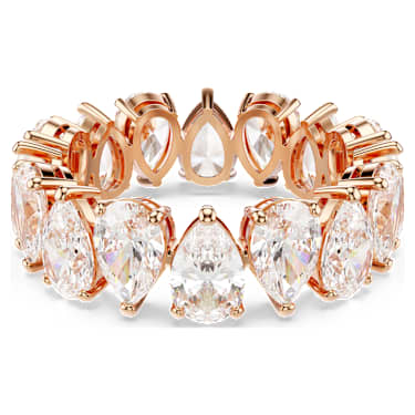 Anello Matrix Vittore, Taglio Pear, Bianco, Finitura in tono oro rosa - Swarovski, 5690090