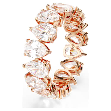 Anello Matrix Vittore, Taglio Pear, Bianco, Finitura in tono oro rosa - Swarovski, 5690090