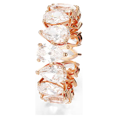 Anello Matrix Vittore, Taglio Pear, Bianco, Finitura in tono oro rosa - Swarovski, 5690090