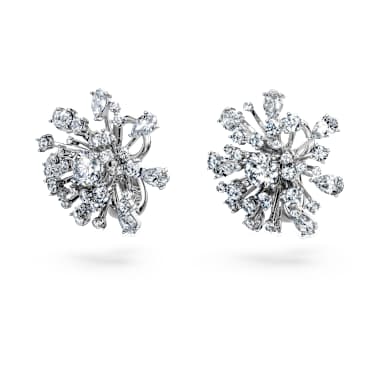 Galaxy düğme Küpeler, Laboratuvarda üretilmiş elmaslar 5,5 karat toplam ağırlık, Karışık şekiller, 18k beyaz altın - Swarovski, 5690409