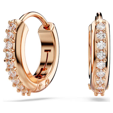 Anneaux d'oreilles Matrix, Taille ronde, Blanches, Placage de ton or rosé - Swarovski, 5690669