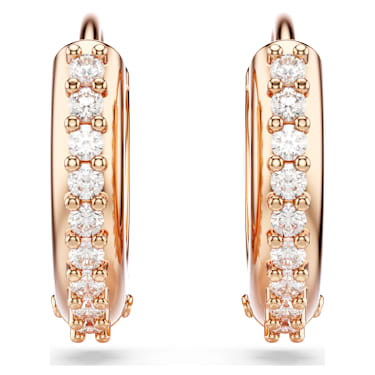 Matrix 후프 이어링, 라운드 컷, 화이트, 로즈골드 톤 플래팅 - Swarovski, 5690669