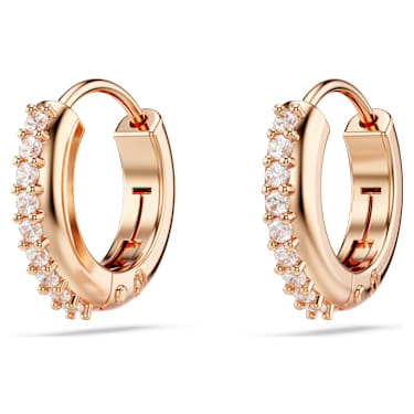 Anneaux d'oreilles Matrix, Taille ronde, Blanches, Placage de ton or rosé - Swarovski, 5690669
