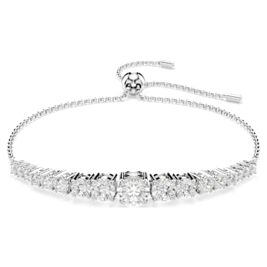 Matrix Armband, Rundschliffe im Farbverlauf, Weiß, Rhodiniert - Swarovski, 5690677