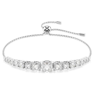Pulsera Matrix, Degradado de tallas redondas, Blanca, Baño de rodio - Swarovski, 5690677