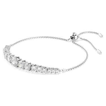 Bracelet Matrix, Dégradé de tailles rondes, Blanc, Métal rhodié - Swarovski, 5690677