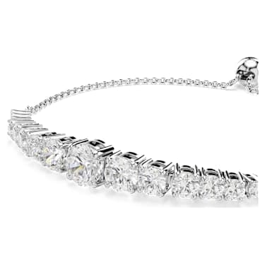 Bracelet Matrix, Dégradé de tailles rondes, Blanc, Métal rhodié - Swarovski, 5690677