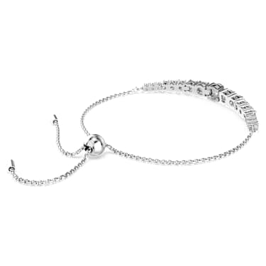 Bracelet Matrix, Dégradé de tailles rondes, Blanc, Métal rhodié - Swarovski, 5690677