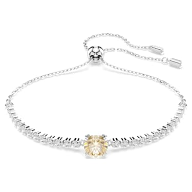 Matrix Tennis Armband, Verschiedene Schliffe, Gelb, Rhodiniert - Swarovski, 5690694