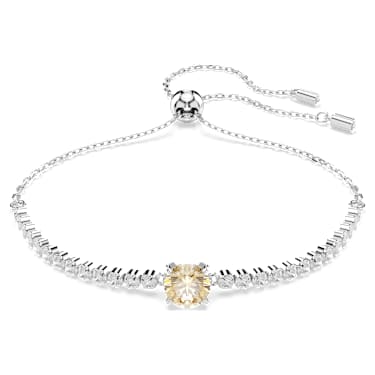 Matrix armband, Verschillende slijpvormen, Geel, Rodium toplaag - Swarovski, 5690694