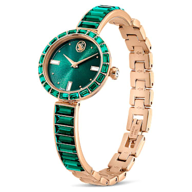 Orologio Matrix Bangle, Fabbricato in Svizzera, Bracciale in cristallo, Verde, Finitura in tonalità champagne dorato - Swarovski, 5690808