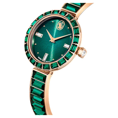 Orologio Matrix Bangle, Fabbricato in Svizzera, Bracciale in cristallo, Verde, Finitura in tonalità champagne dorato - Swarovski, 5690808