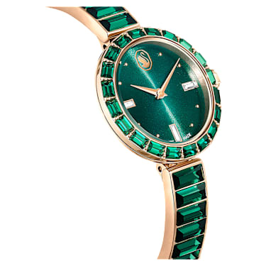 Orologio Matrix Bangle, Fabbricato in Svizzera, Bracciale in cristallo, Verde, Finitura in tonalità champagne dorato - Swarovski, 5690808