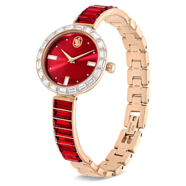 Orologio Matrix Bangle, Fabbricato in Svizzera, Bracciale in cristallo, Rosso, Finitura in tono oro rosa - Swarovski, 5690811