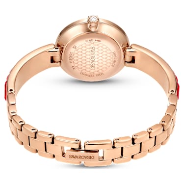 Matrix Bangle 手錶, 瑞士製造, 水晶錶鏈, 紅色, 玫瑰金色潤飾 - Swarovski, 5690811