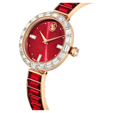 Orologio Matrix Bangle, Fabbricato in Svizzera, Bracciale in cristallo, Rosso, Finitura in tono oro rosa - Swarovski, 5690811