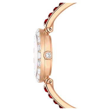 Matrix Bangle 手錶, 瑞士製造, 水晶錶鏈, 紅色, 玫瑰金色潤飾 - Swarovski, 5690811