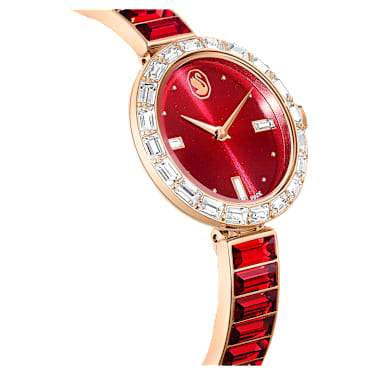 Matrix Bangle 手錶, 瑞士製造, 水晶錶鏈, 紅色, 玫瑰金色潤飾 - Swarovski, 5690811