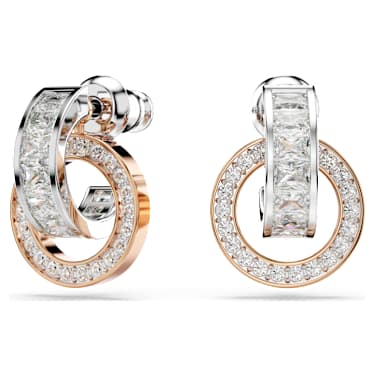 Connexus drop earrings, Mixed cuts, `Love is around`, Small, White, Mixed metal finish - Swarovski, 5691177