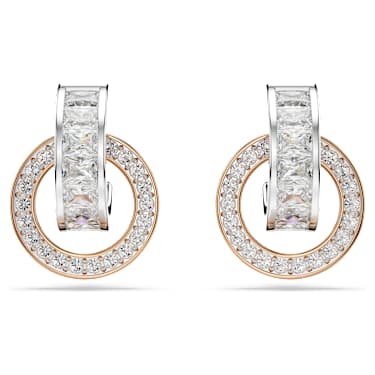 Connexus drop earrings, Mixed cuts, `Love is around`, Small, White, Mixed metal finish - Swarovski, 5691177