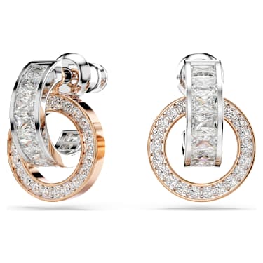 Connexus drop earrings, Mixed cuts, `Love is around`, Small, White, Mixed metal finish - Swarovski, 5691177