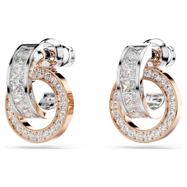 Connexus drop earrings, Mixed cuts, `Love is around`, Small, White, Mixed metal finish - Swarovski, 5691177