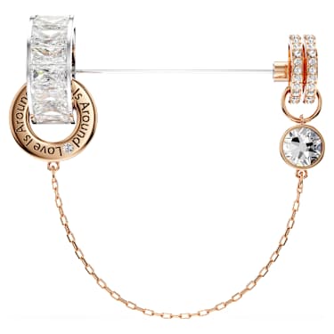 Connexus 胸針, 混合式切割, `Love is around`, 白色, 多種金屬潤飾 - Swarovski, 5691180
