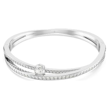 Hyperbola 手鐲, 混合式切割, 白色, 鍍白金色 - Swarovski, 5691224