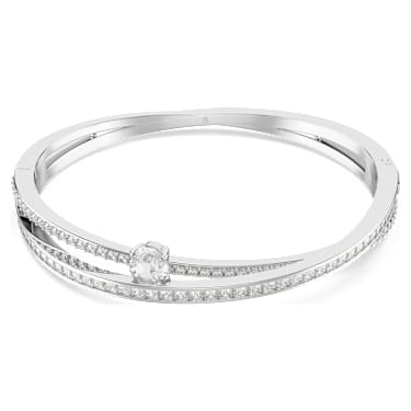 Brazalete Hyperbola, Tallas mixtas, Blanco, Baño de rodio - Swarovski, 5691224
