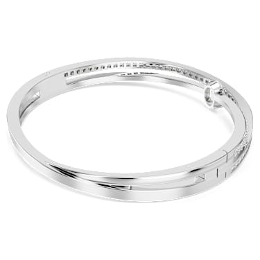 Hyperbola bangle, Mixed cuts, White, Rhodium plated - Swarovski, 5691224