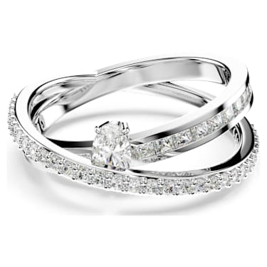 Hyperbola リング, ミックスカット, ホワイト, ロジウム・プレー