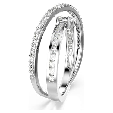 Hyperbola ring, Mixed cuts, White, Rhodium plated - Swarovski, 5691230