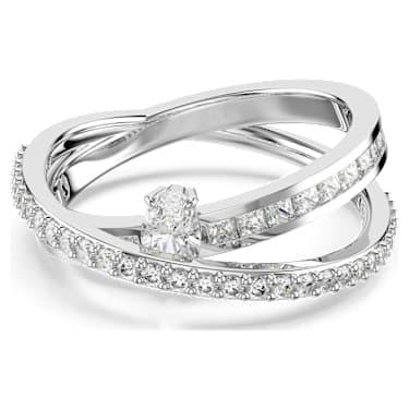 Hyperbola ring, Mixed cuts, White, Rhodium plated - Swarovski, 5691231