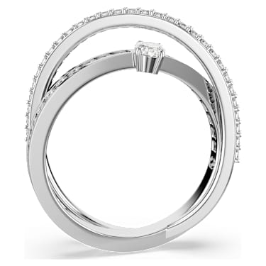 Hyperbola Yüzük, Karışık kesimler, Beyaz, Rodyum kaplama | Swarovski