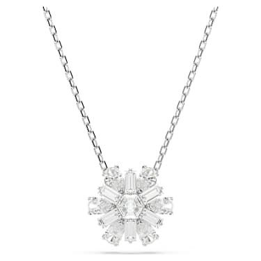 Idyllia 链坠, 混合切割, 雪花, 白色, 镀铑 - Swarovski, 5691484