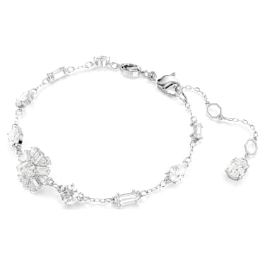 Idyllia Armband, Verschiedene Schliffe, Schneeflocke, Weiß, Rhodiniert - Swarovski, 5691485