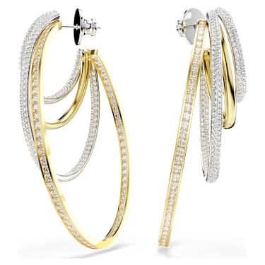 Hyperbola Kreolen, Verschiedene Schliffe, Groß, Weiß, Metallmix - Swarovski, 5691618