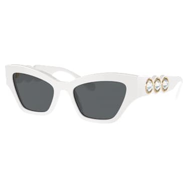 Sunglasses, Cat-Eye shape, White - Swarovski, 5691696