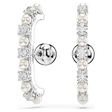 Matrix 이어링 커프, 세트(3), 크리스털 펄, 라운드 컷, 화이트, 로듐 플래팅 - Swarovski, 5691715