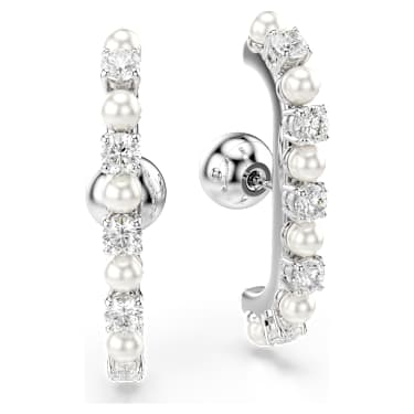 Matrix 이어링 커프, 세트(3), 크리스털 펄, 라운드 컷, 화이트, 로듐 플래팅 - Swarovski, 5691715