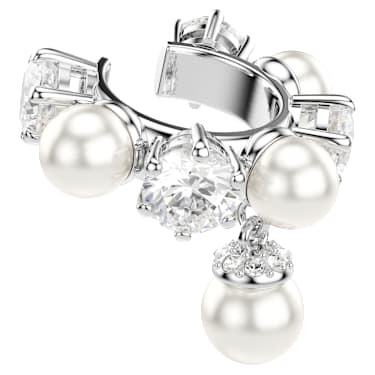 Matrix 이어링 커프, 세트(3), 크리스털 펄, 라운드 컷, 화이트, 로듐 플래팅 - Swarovski, 5691715