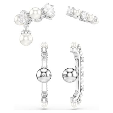 Matrix 이어링 커프, 세트(3), 크리스털 펄, 라운드 컷, 화이트, 로듐 플래팅 - Swarovski, 5691715