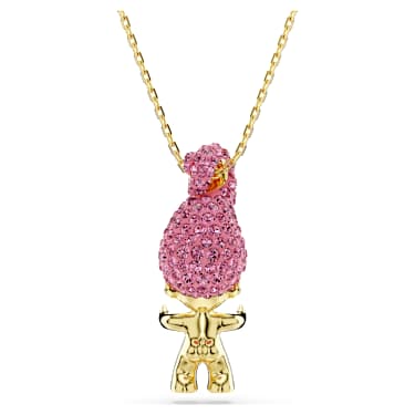 Good Luck Trolls pendant, Troll, Pink, Gold-tone plated - Swarovski, 5691940