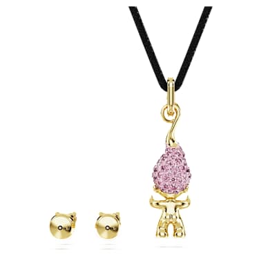 Good Luck Trolls set, Troll, Pink, Gold-tone plated - Swarovski, 5691945
