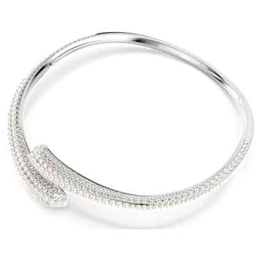 Collana Sublima, Crystal Pearl, Taglio Round, Bianca, Placcato rodio - Swarovski, 5692110