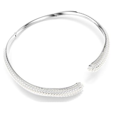 Collana Sublima, Crystal Pearl, Taglio Round, Bianca, Placcato rodio - Swarovski, 5692110
