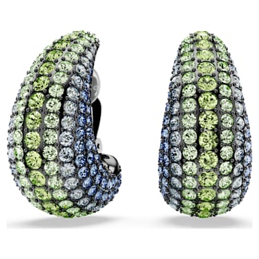 Sublima clip earrings Round cut Multicoloured Ruthenium plated Swarovski