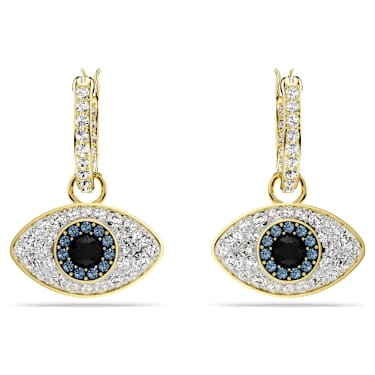 Symbolica 水滴形耳环, Evil eye, 蓝色, 镀金色调 - Swarovski, 5692163