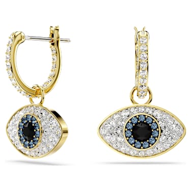 Symbolica 水滴形耳环, Evil eye, 蓝色, 镀金色调 - Swarovski, 5692163